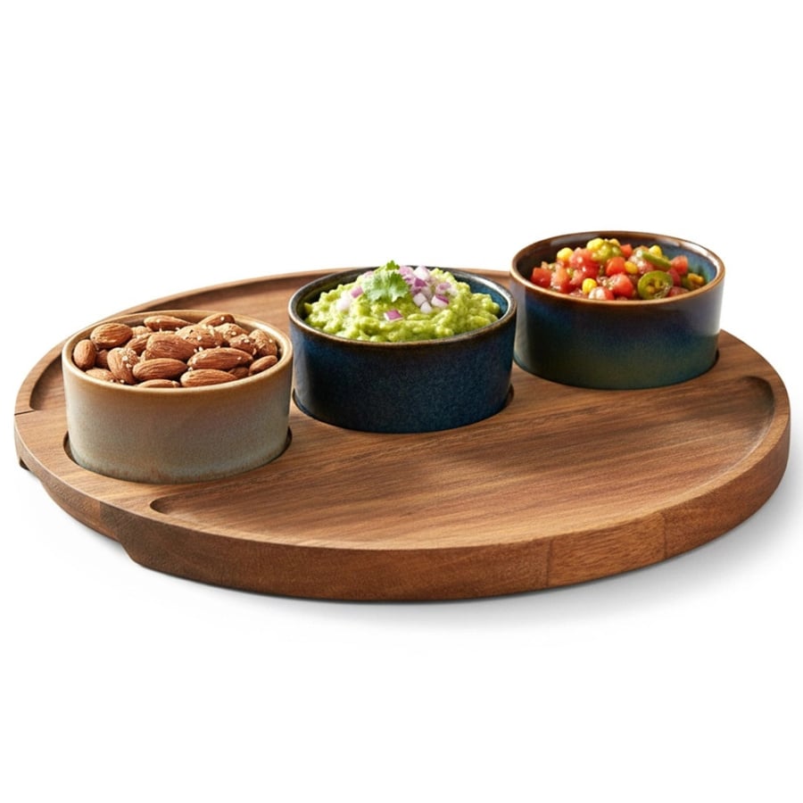 Miseczki na przekąski ceramiczne na tacy 4 el.