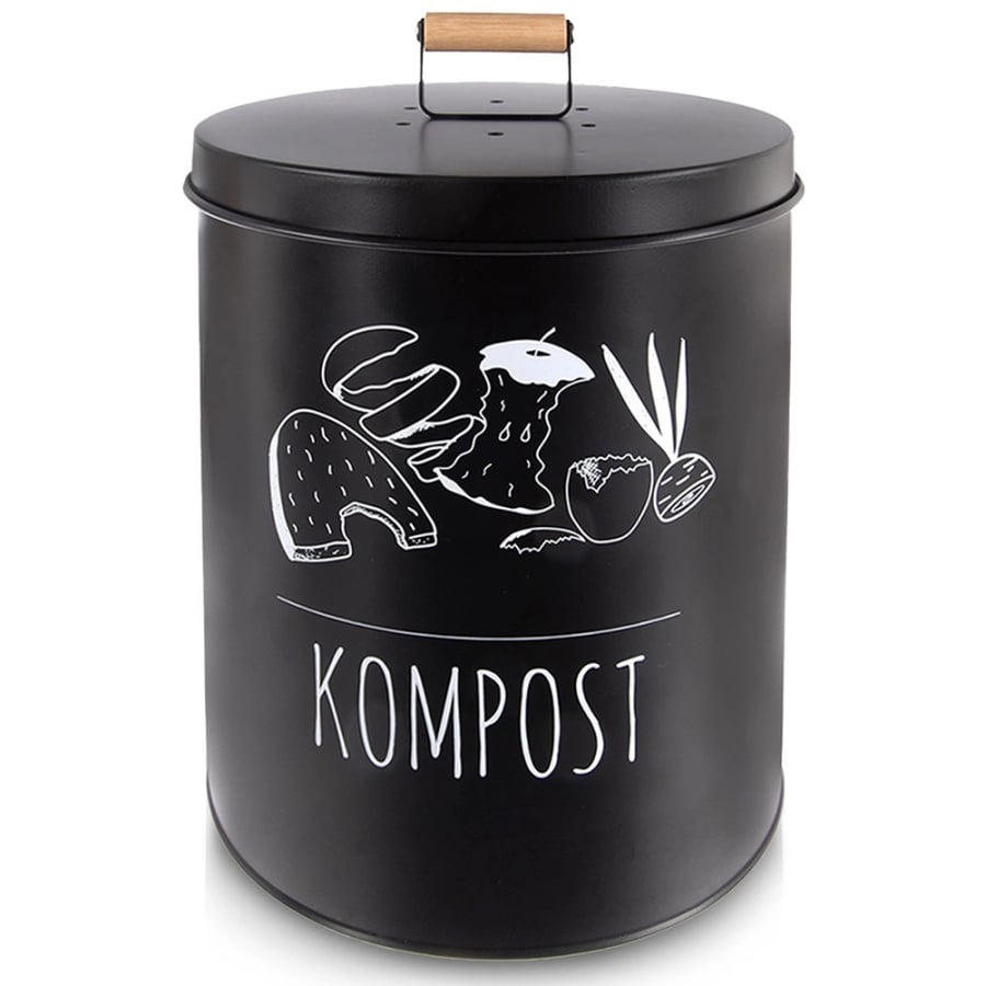 Kompostownik kuchenny z filtrem węglowym metalowy czarny BLACK 8 l