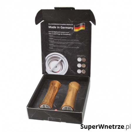 zestaw 2 młynków do soli i pieprzu z drewna oliwnego 18 cm