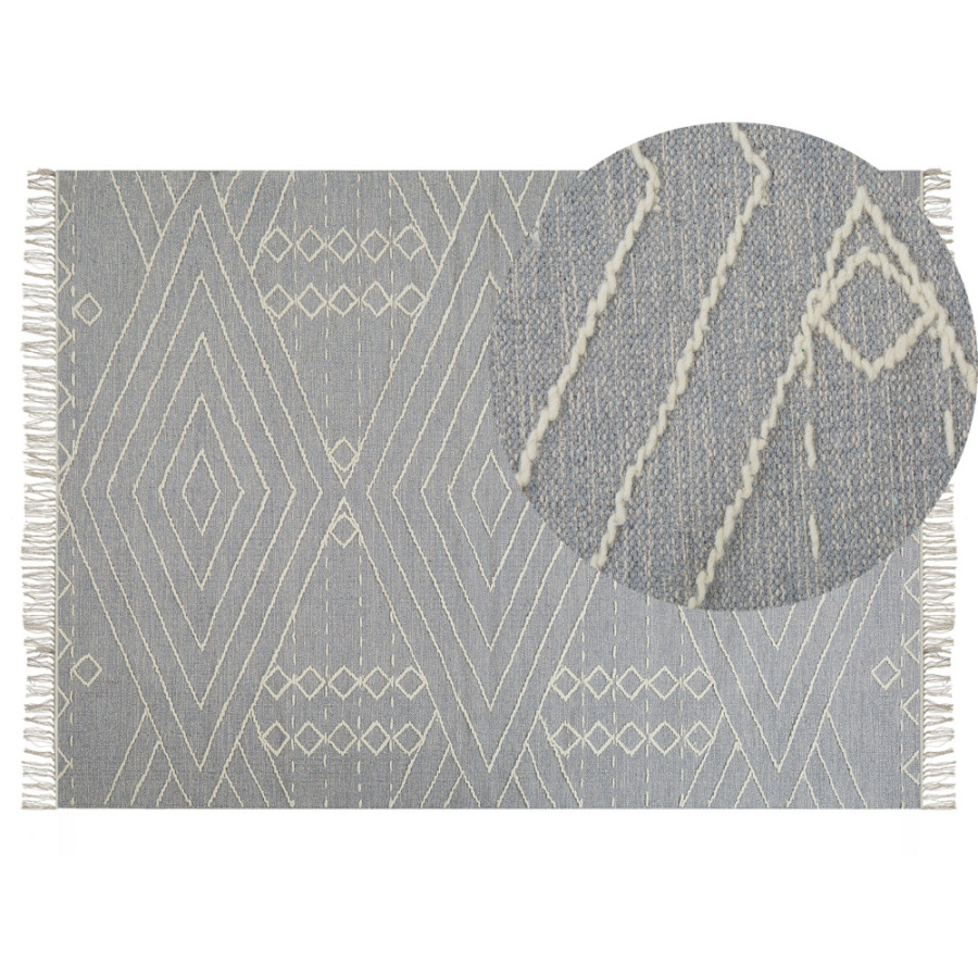 Dywan bawełniany 140 x 200 cm biało-szary khenifra