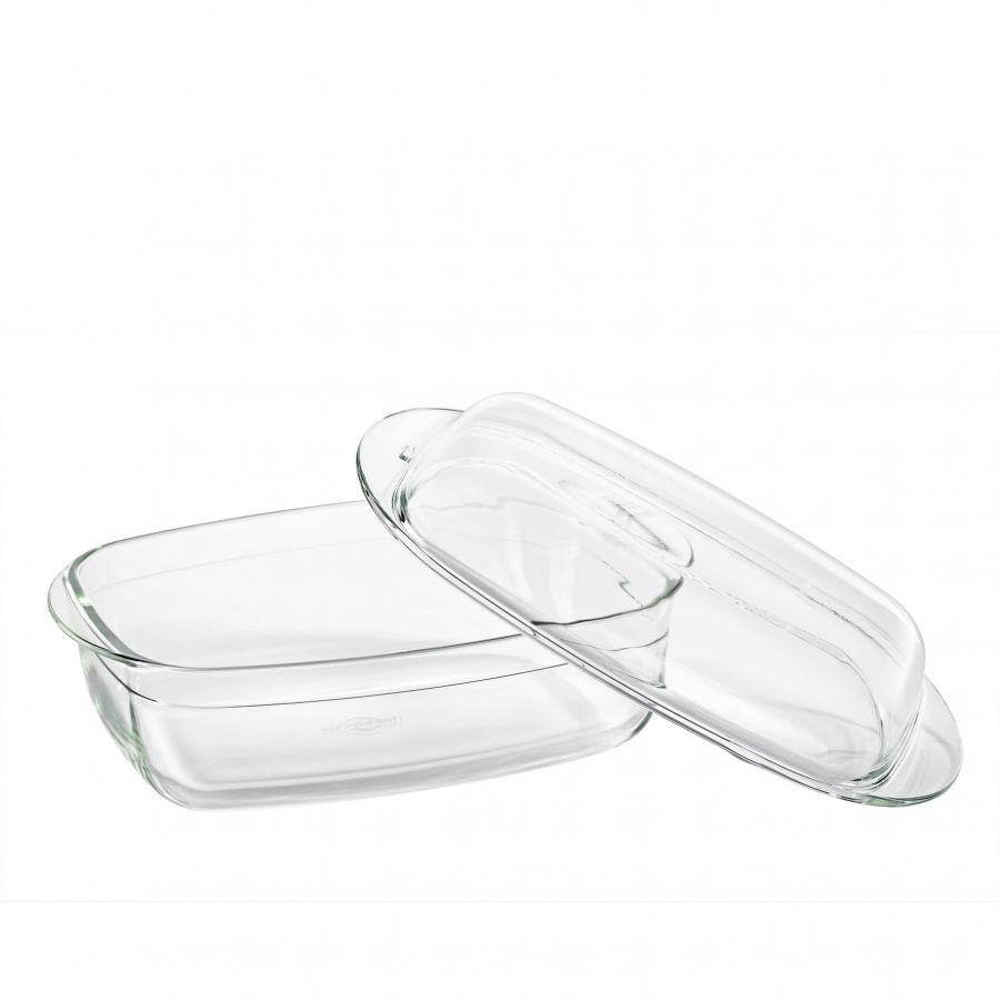 naczynie żaroodporne z pokrywą, szkło borokrzemowe, 32,5 x 19,5 cm
