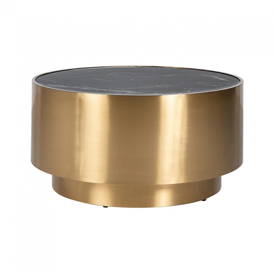 Richmond stolik kawowy cossai 80 cm złoty - konglomerat imitujący marmur, stal nierdzewna
