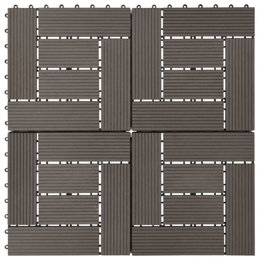 Płytki tarasowe, 11 szt., WPC, 30 x 30 cm, 1 m², ciemny brąz