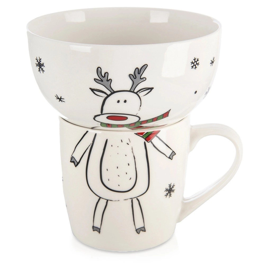 Kubek z miseczką dla dziecka porcelanowy 2 el.