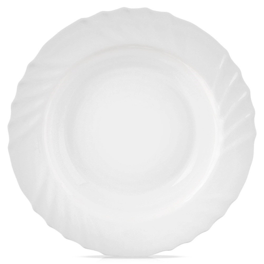 Talerz obiadowy głęboki szklany biały luna 22,5 cm, 350 ml