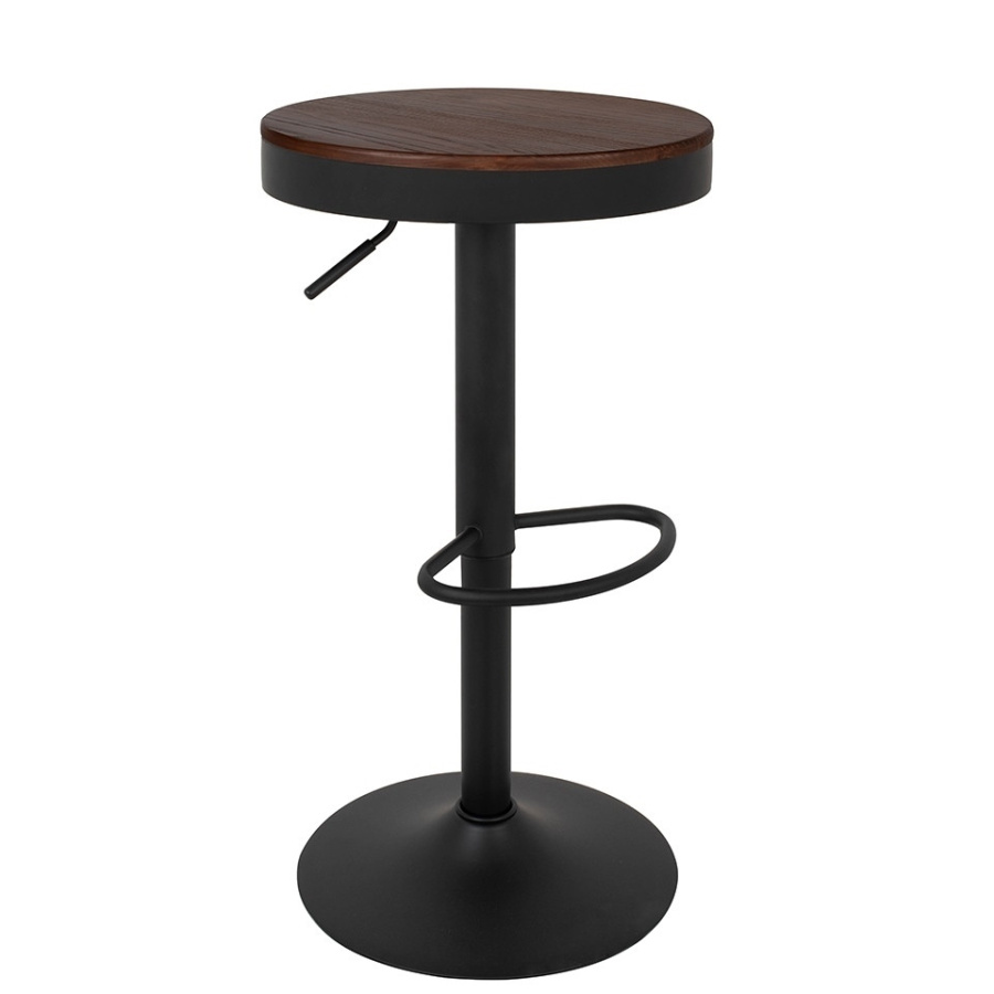 Krzesło barowe volt regulowane czarne / ciemny wiąz