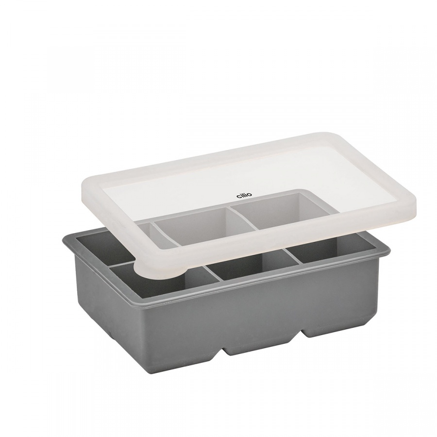 silikonowa foremka do lodu z pokrywką, na 6 dużych kostek, 17 x 12 x 5 cm