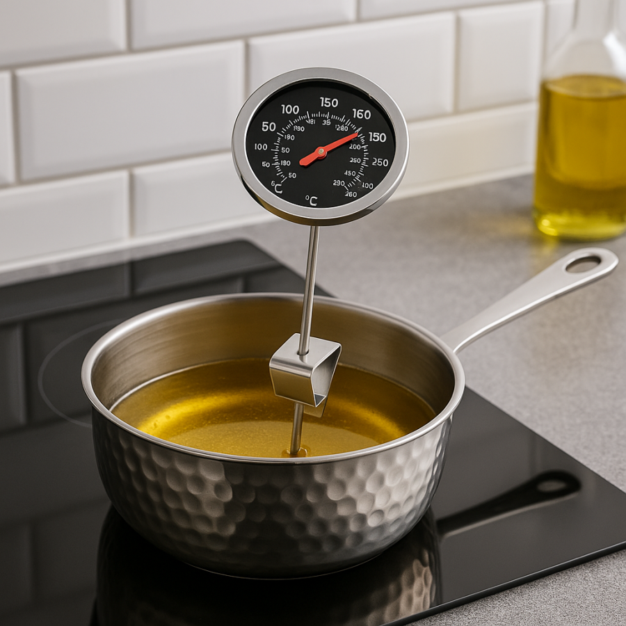 Termometr do głębokiego tłuszczu, stal nierdzewna, śred. 5,5 x 21 cm, 0-300°c