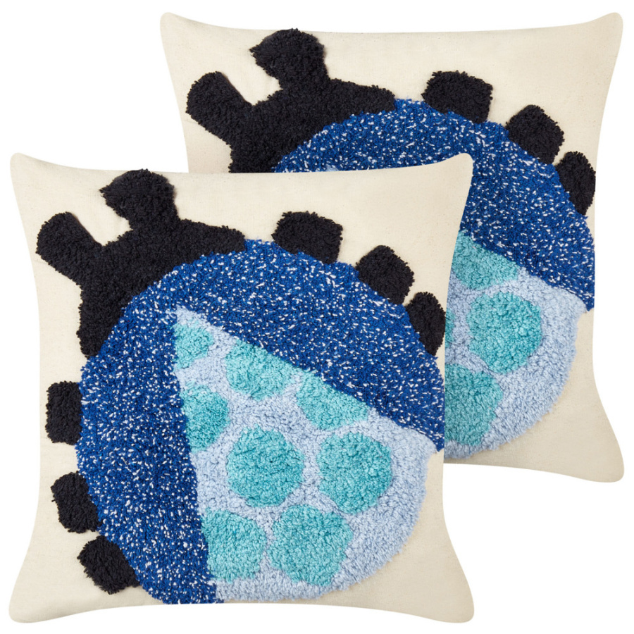 Zestaw 2 poduszek wzór zwierzęcy ladybird bawełna 45 x 45 cm kolorowy