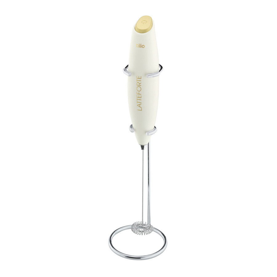 Spieniacz do mleka na stojaku, 23 cm, biały