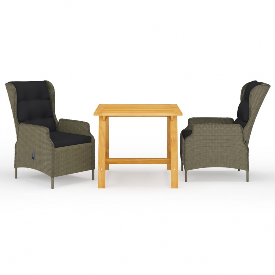 3-częściowy zestaw mebli ogrodowych, brązowy