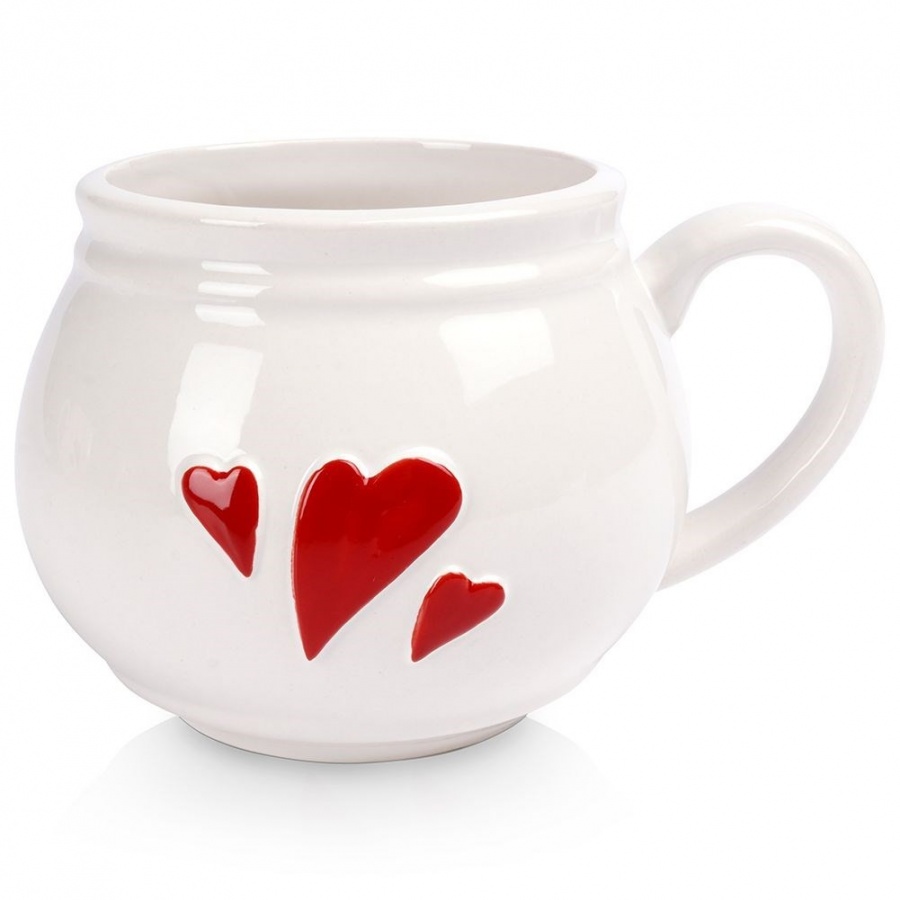 Kubek ceramiczny biały serce 430 ml