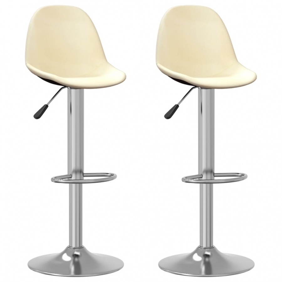 Stołki barowe, 2 szt., kremowe, tapicerowane tkaniną