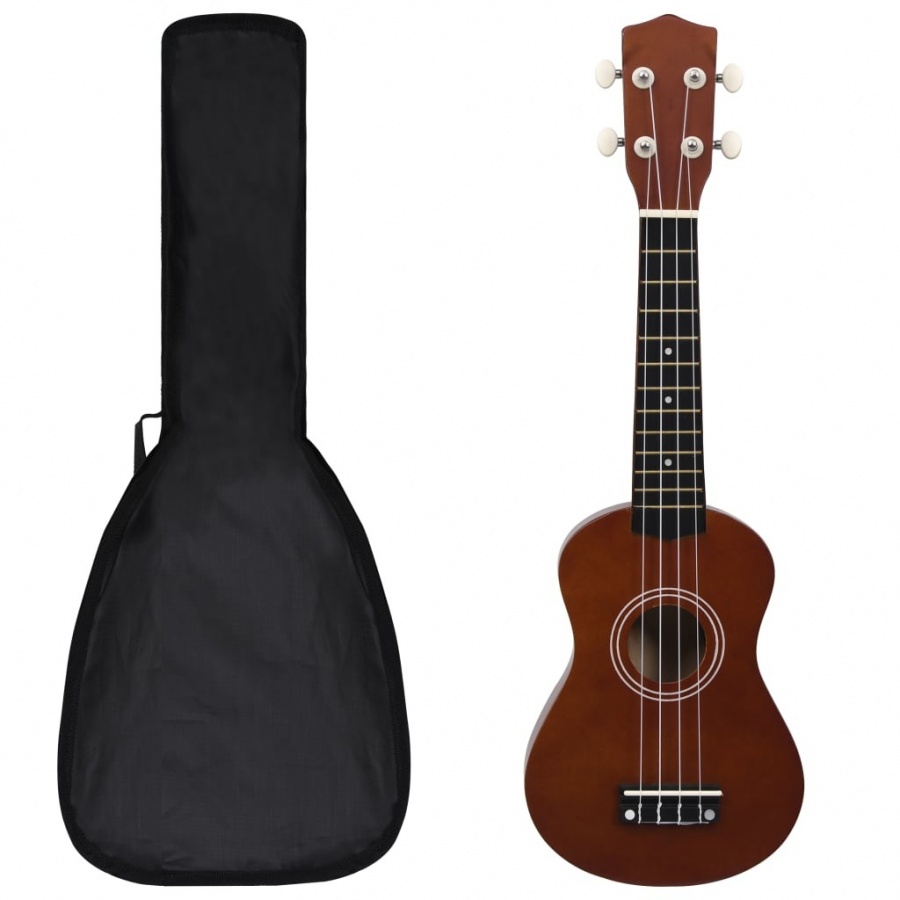 Ukulele sopranowe z pokrowcem, dla dzieci, ciemne drewno, 21"