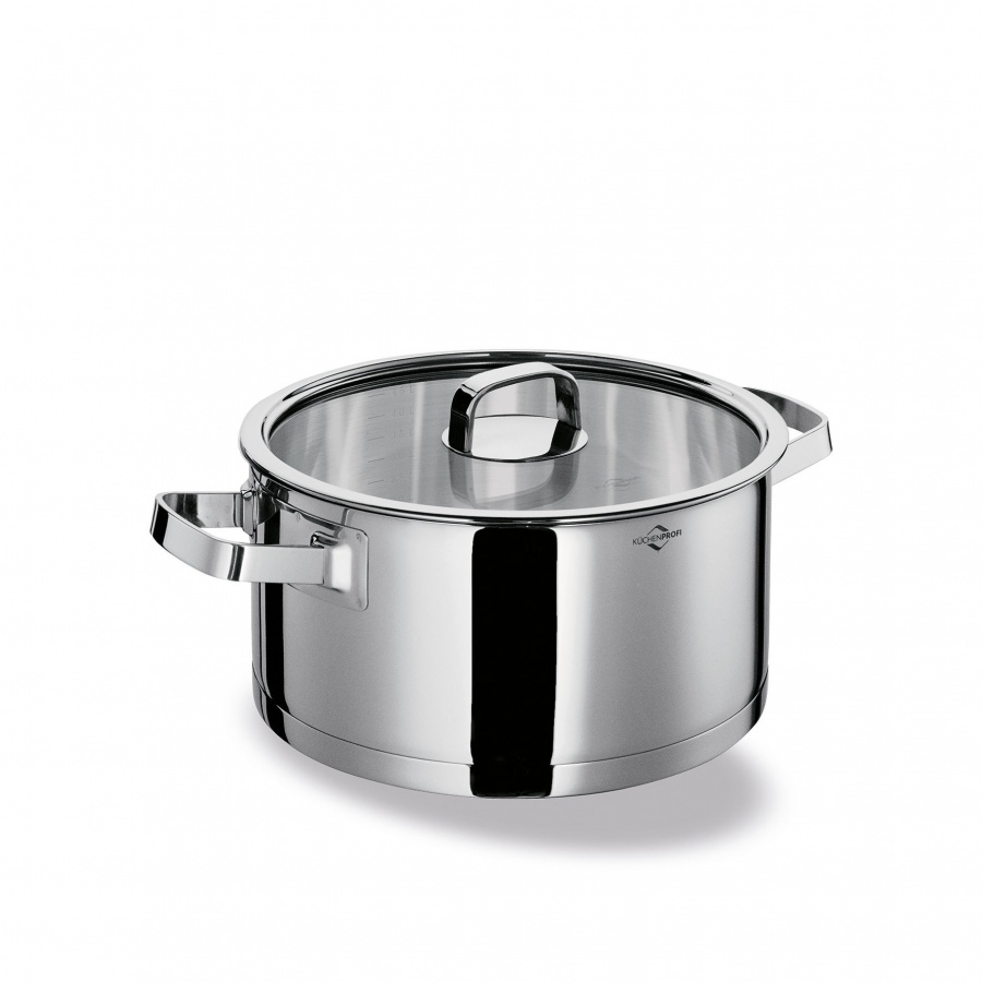 Garnek niski z pokrywą, stal nierdzewna/szkło, 4,5 l, śred. 24 x 11,5 cm