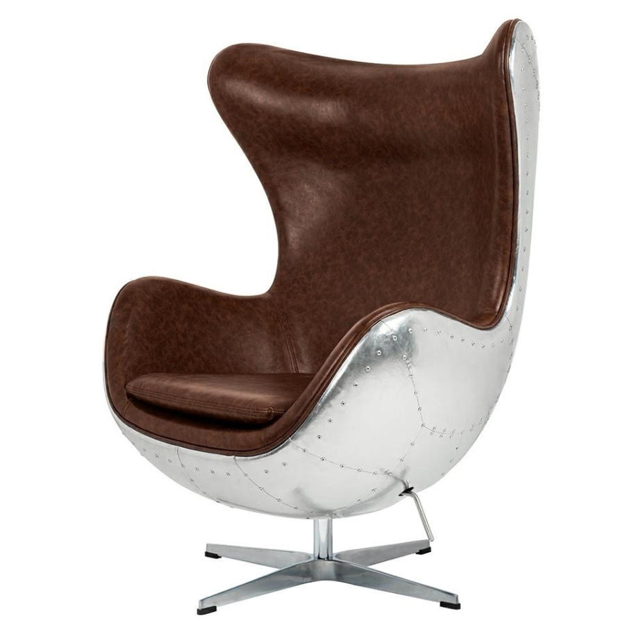 Fotel egg aviator pu brązowy