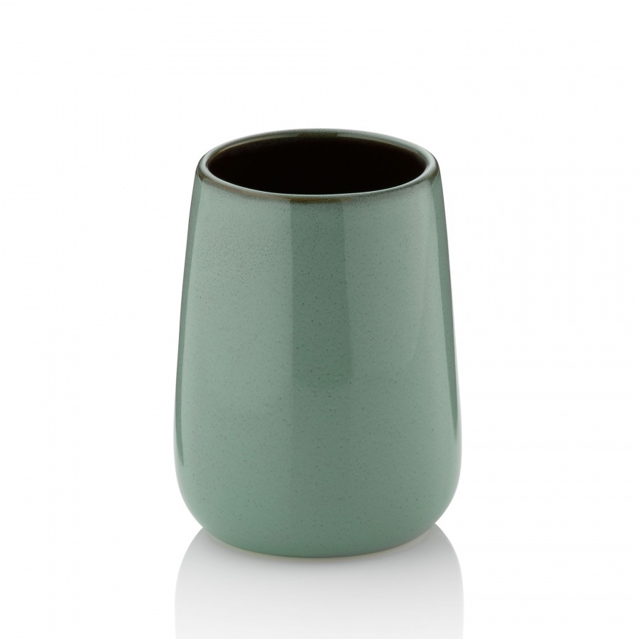 Kubek łazienkowy, ceramika, śred. 8 x 10,5 cm, zielony