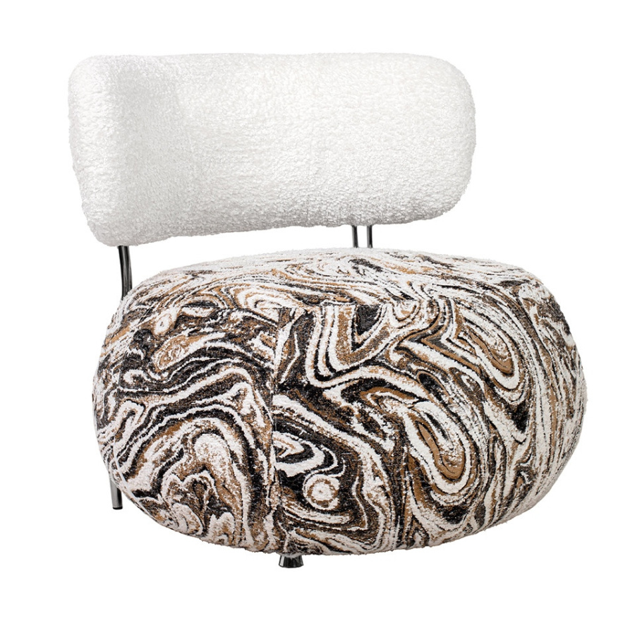 Fotel low teddy beżowy melanż