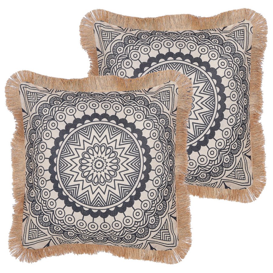 Zestaw 2 poduszek wzór orientalny geranium 45 x 45 cm czarny