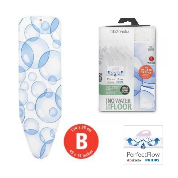 Pokrowiec na deskę do prasowania rozm. B Brabantia Bubbles biało-niebieski