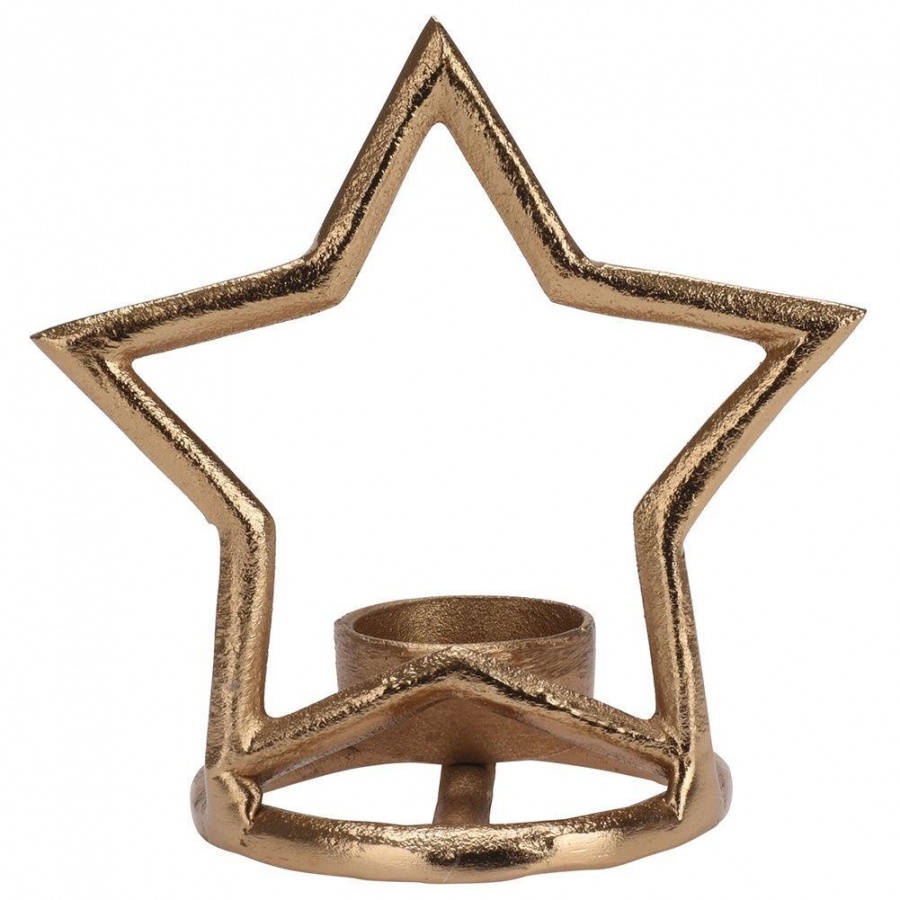 świecznik na tealight aluminiowy złoty gwiazda 15,5 cm