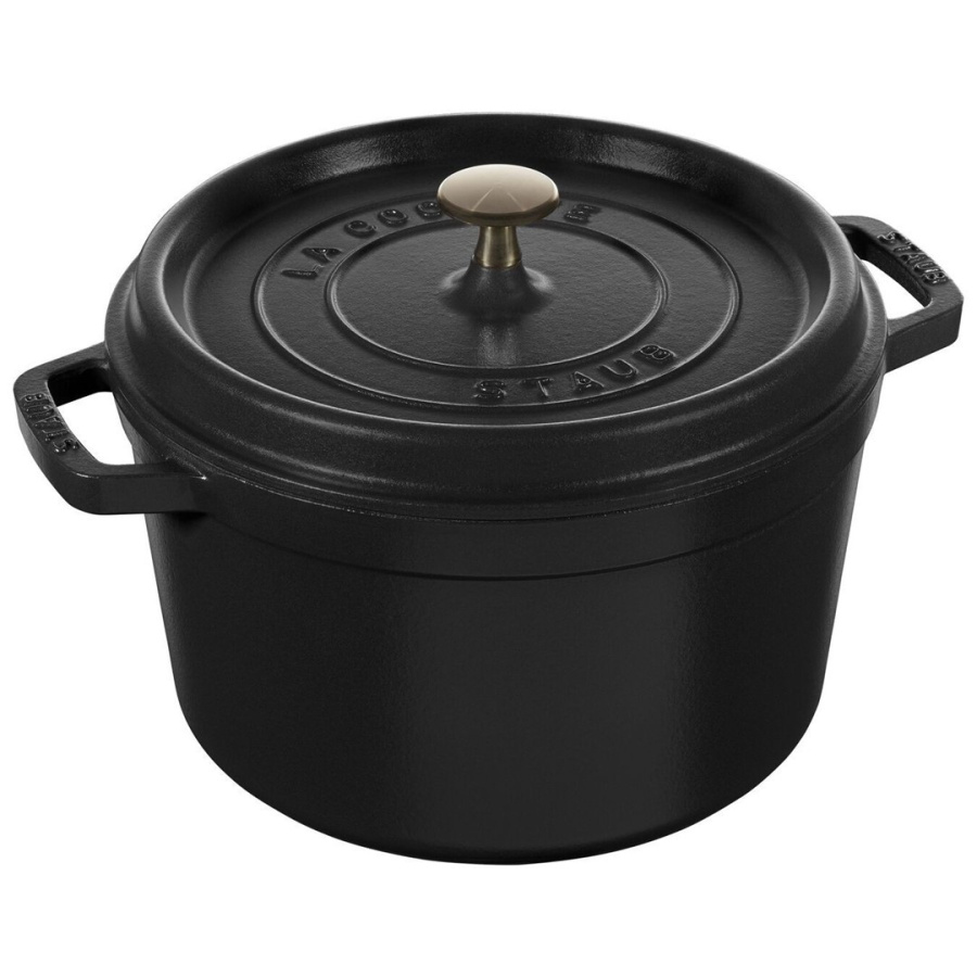 Staub la cocotte garnek żeliwny okrągły wysoki 4.8 ltr, czarny