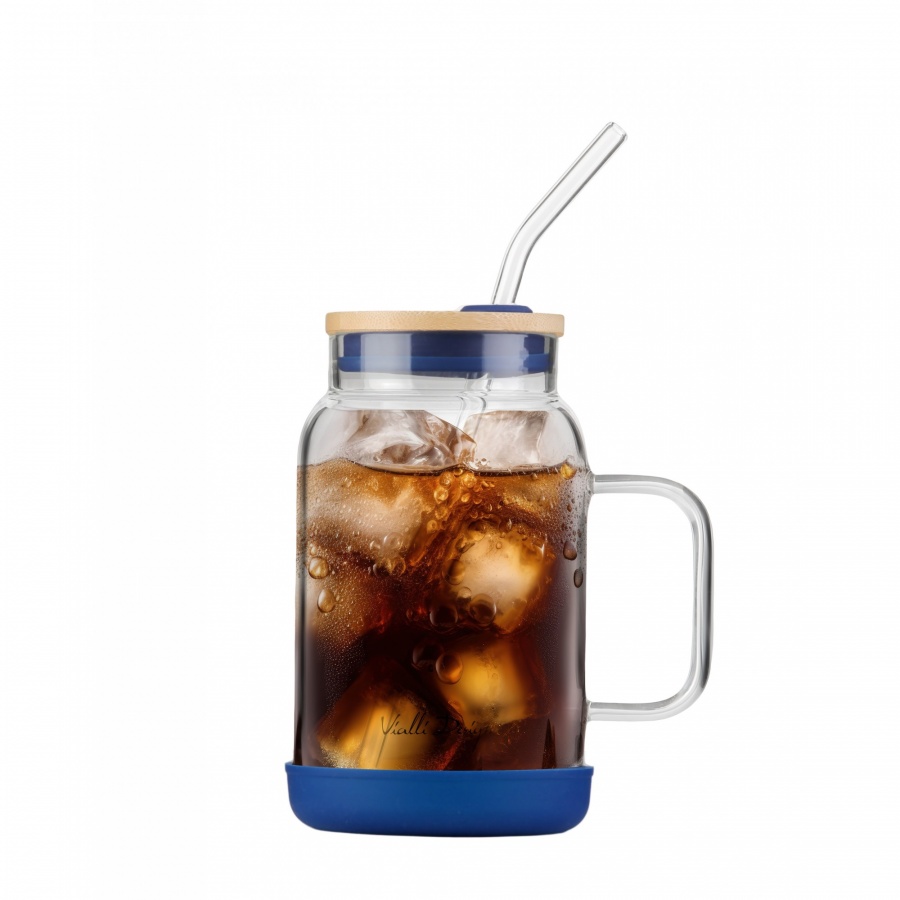 Słoik ze słomką 600 ml granatowy fuori 29811