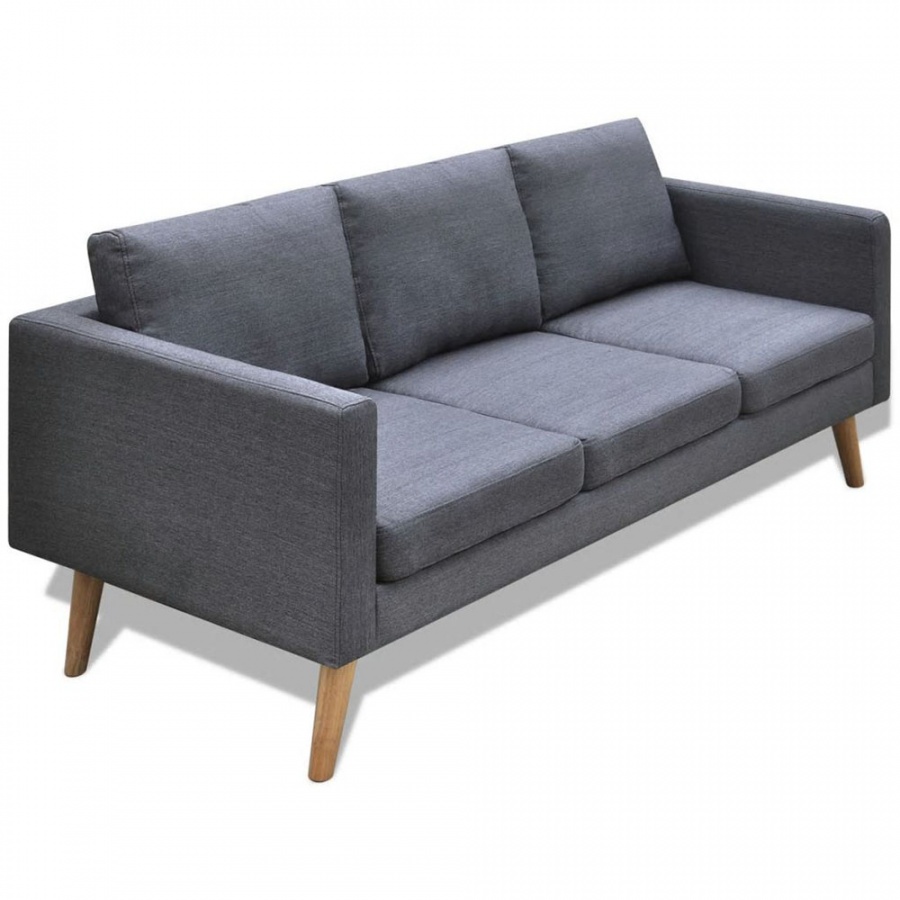 Sofa 3-osobowa, materiałowa, ciemnoszara