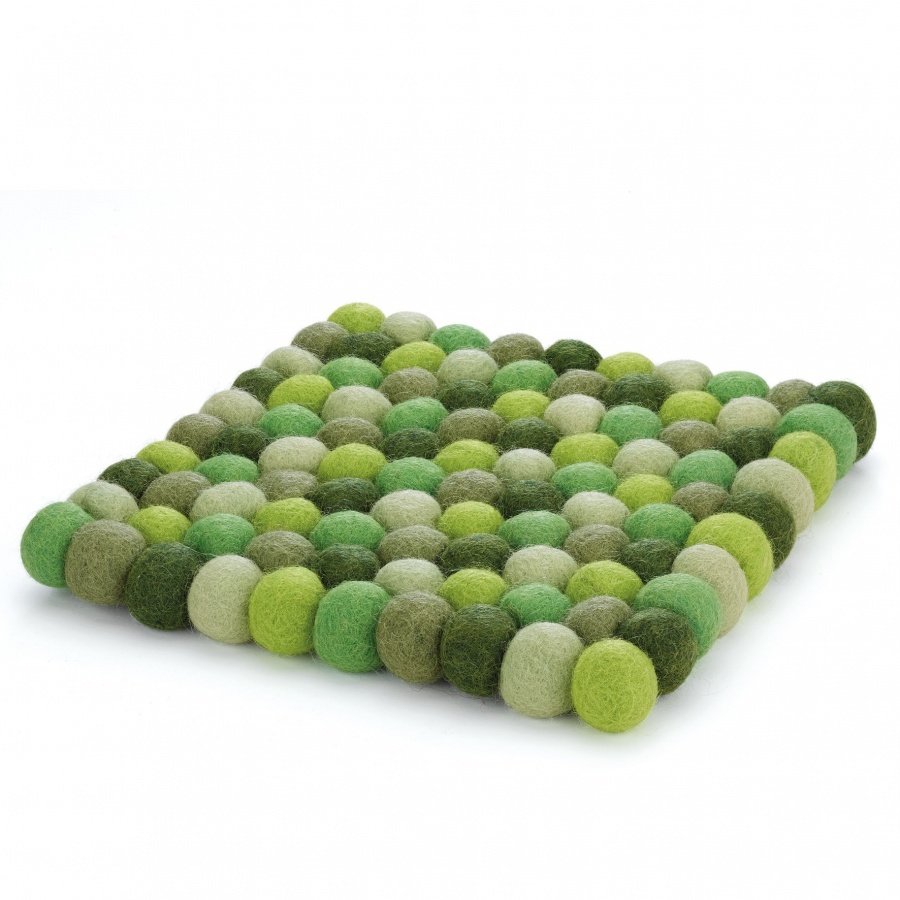 podkładka pod gorące naczynia, 21 x 21 cm, owcza wełna, zielona