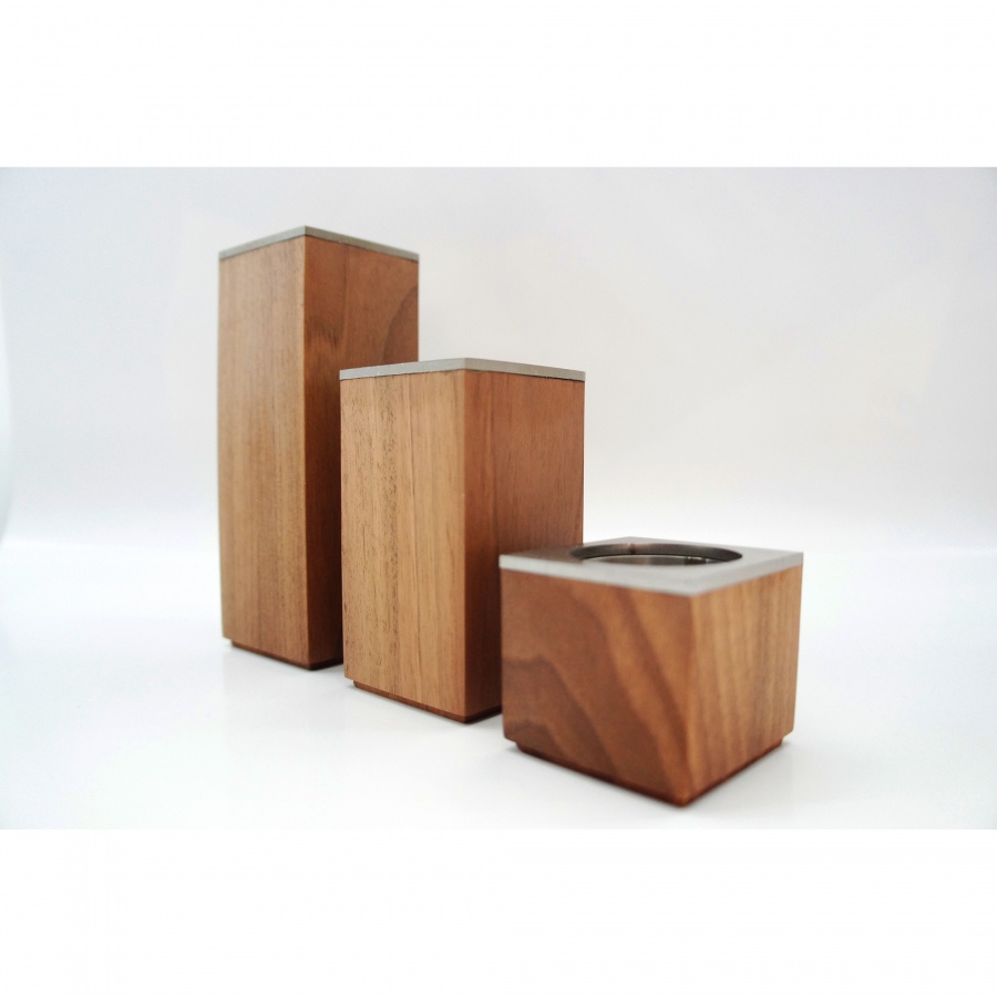 Zestaw 3 świeczników 5,10,15cm Breka orzech