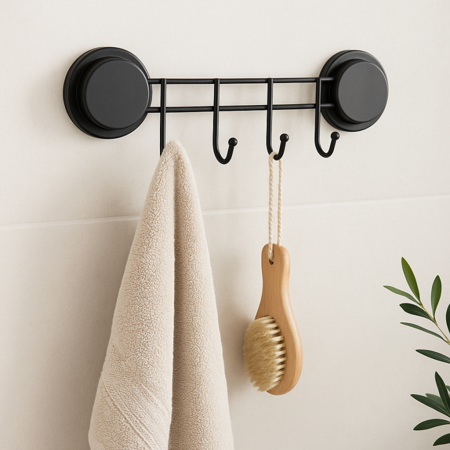 Wieszak łazienkowy 4x haczyk uchwyt czarny loft - yoka