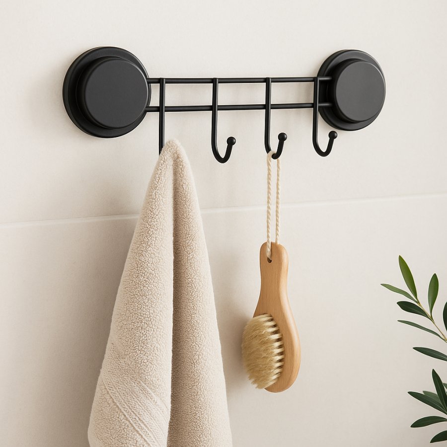 Wieszak łazienkowy 4x haczyk uchwyt czarny loft - yoka