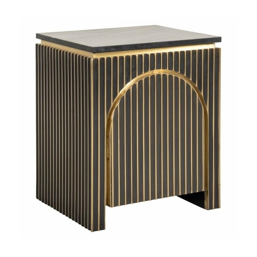 Richmond szafka nocna les arcs - szczotkowane złoto, mosiądz, marmur, mdf