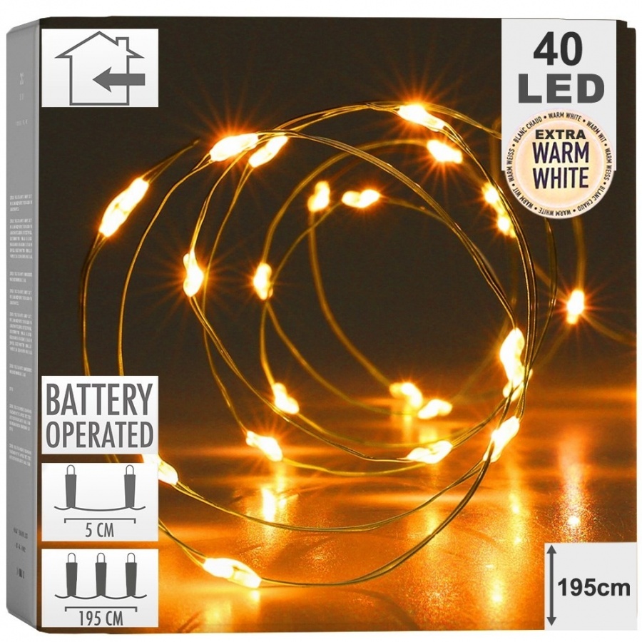 Lampki świąteczne druciki 40 led 195 cm