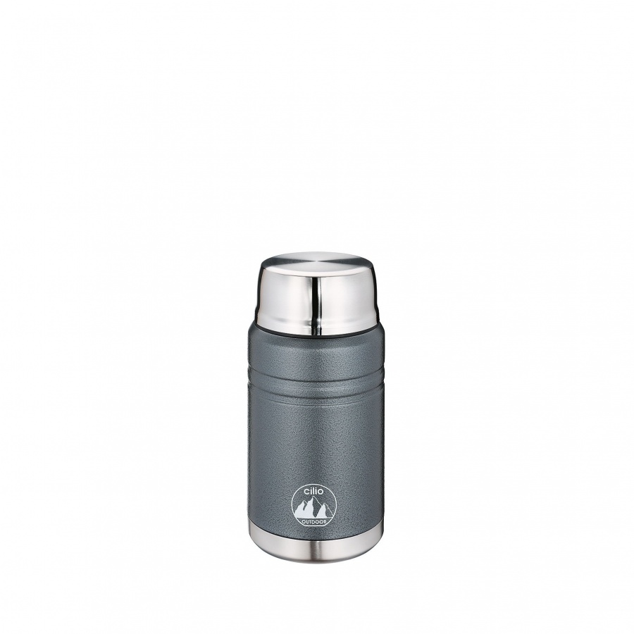 Termos obiadowy ze składaną łyżką, 0,75 l, śred. 9,5 x 20 cm, szary