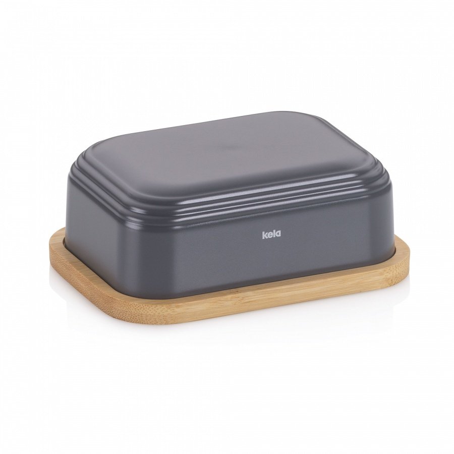 Maselniczka, bambus/tworzywo sztuczne, 15,5 x 11,5 x 6 cm, szara