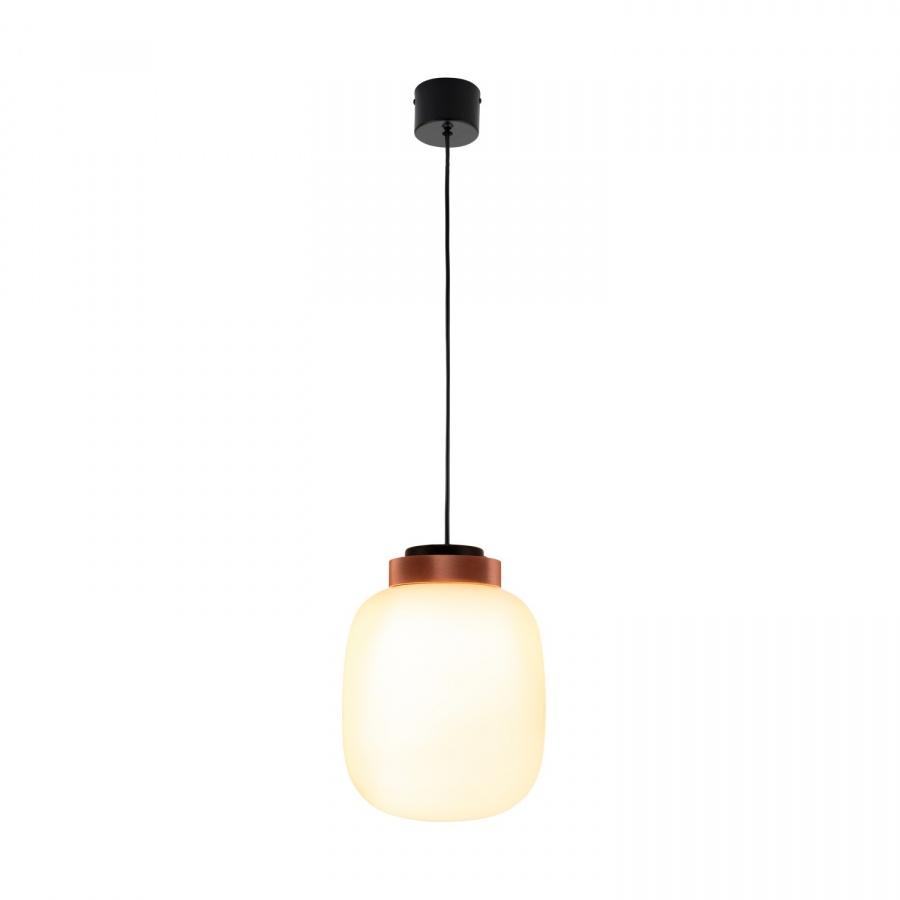 Lampa wisząca boom led biało miedziana 25 cm