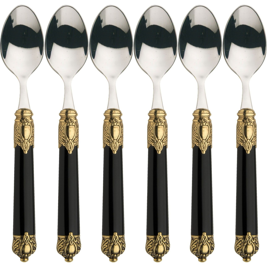 Rinascimento gold black zestaw 6 łyżeczek do kawy