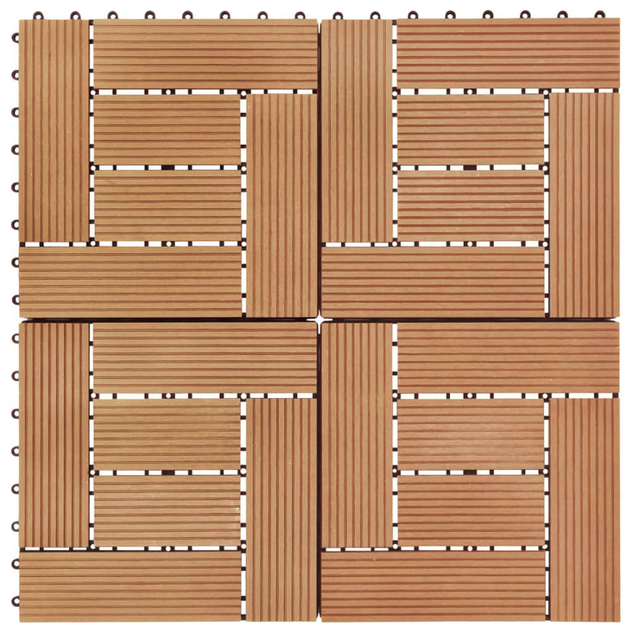 Płytki tarasowe, 11 szt., WPC, 30 x 30 cm, 1 m², kolor tekowy