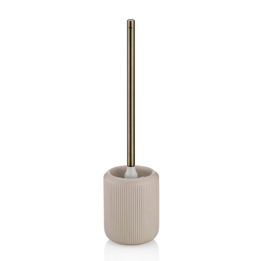 Zestaw toaletowy, ceramika/stal nierdzewna 18/10, śred. 11 x 45,5 cm, beżowo-złoty