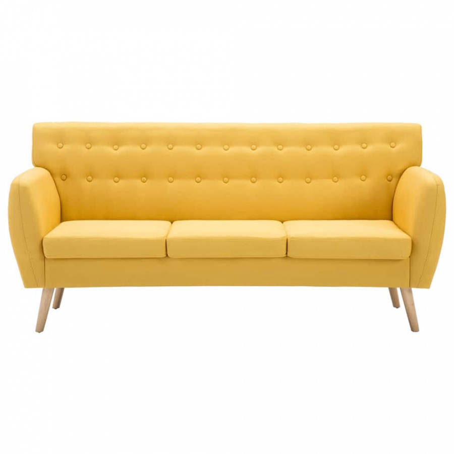 3-osobowa sofa tapicerowana tkaniną, 172x70x82 cm, żółta