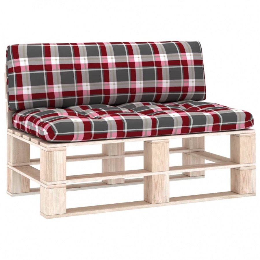 Poduszki na sofę z palet, 2 szt., w czerwoną kratę