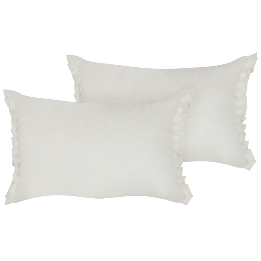 Zestaw 2 poduszek jednolity sassafras len 30 x 45 cm złamana biel