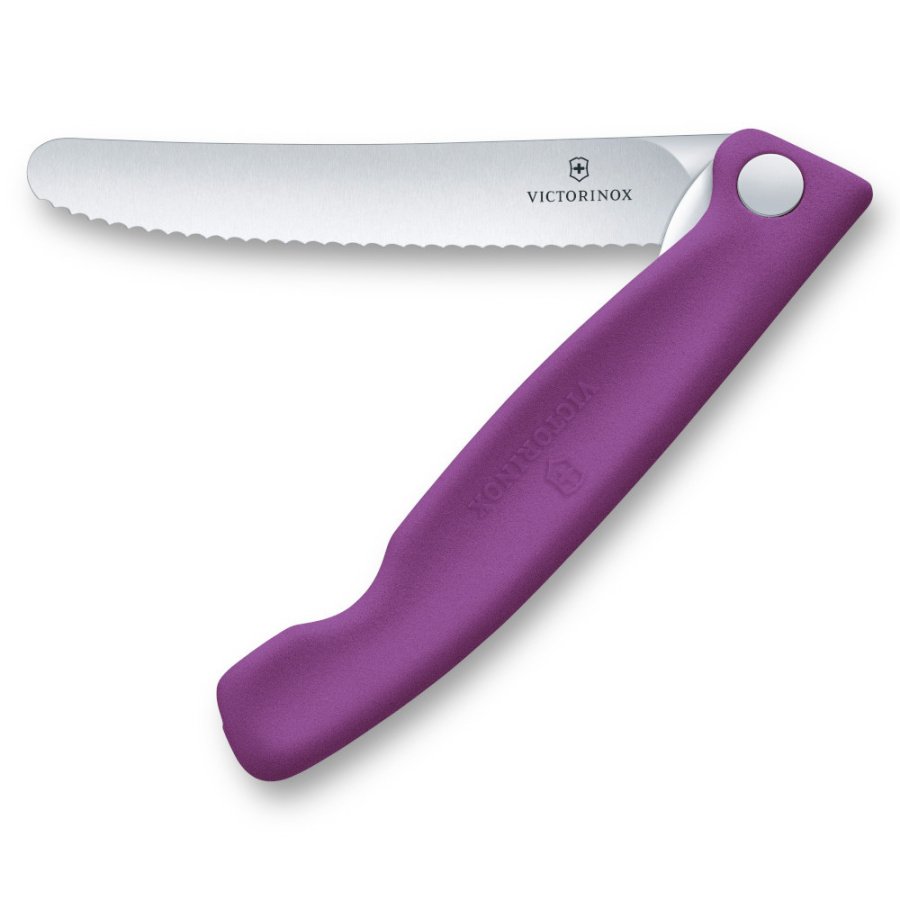 VICTORINOX - Swiss Classic - Składany nóż do warzyw i owoców - Ząbkowane ostrze - 11 cm - Fioletowy