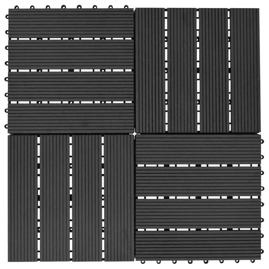 Płytki tarasowe, 11 szt., WPC, 30 x 30 cm, 1 m², czarne