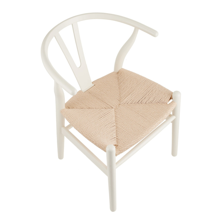 Krzesło bonbon biało naturalne rattanowo jesionowe