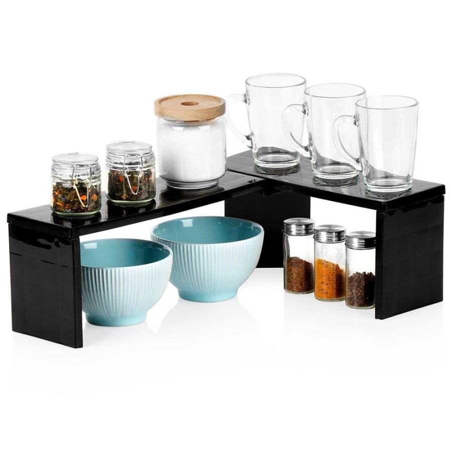 Półka kuchenna narożna czarna 47x32x15,5 cm