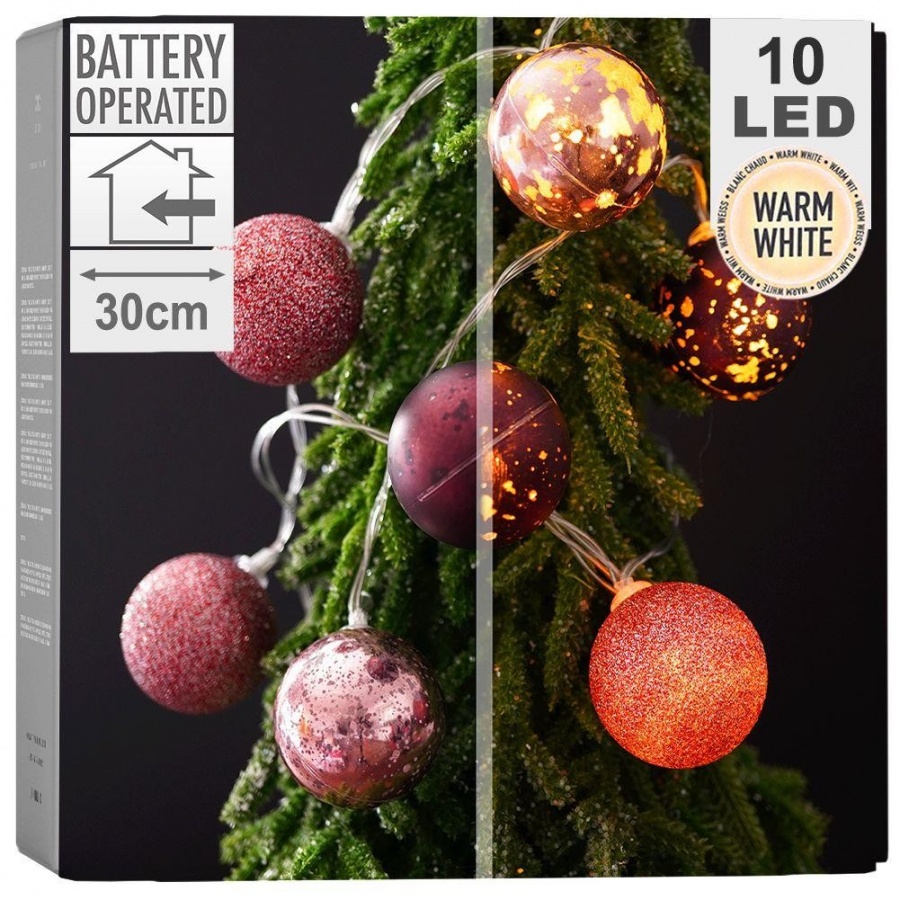 Lampki bombki choinkowe nietłukące fioletowe 10 led 4 cm