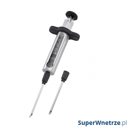 Szpryca do marynaty, 2 igły, 26x4 cm Kuchenprofi srebrno-czarna