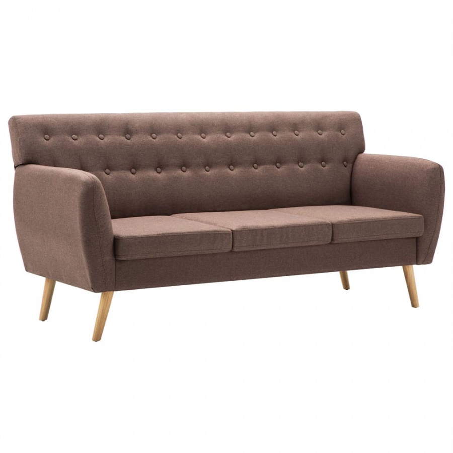 3-osobowa sofa tapicerowana tkaniną brązowa